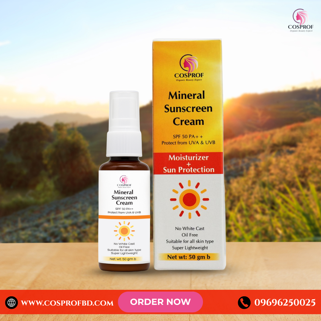 Picture of Cosprof Mineral Sunscreen Cream with Moisturizer  SPF 50PA++ 50gm UVA UVB Protect