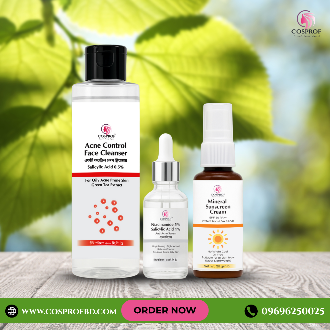 Picture of Acne care combo Salicylic face cleanser 200 ml Niacinamide serum 30 ml Sunscreen cream 50 gm