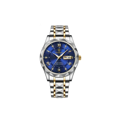 Picture of Poedagar 615 Watch For Man-Golden Silver Blue