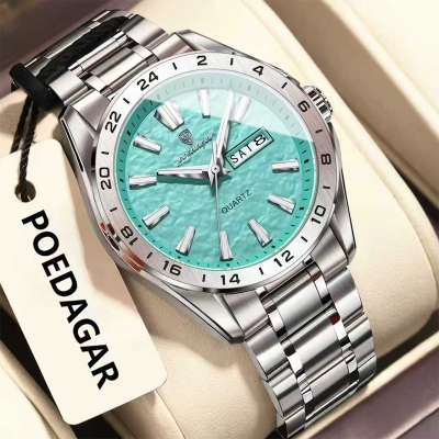 Picture of Poedagar 683 Steelness Steel Men’s Watch – Silver & Mint Blue
