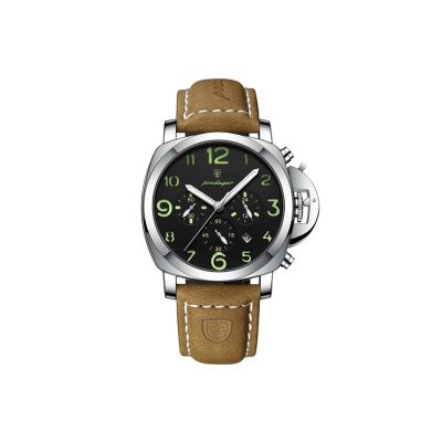 Picture of Poedagar 859 Watch For Men-Brown Leather and Black Dial