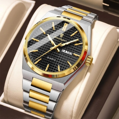 Picture of Poedagar 874 Watch For Men-Gold Black