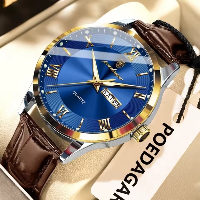 Picture of Poedagar 978 Watch For Men-Brown Blue