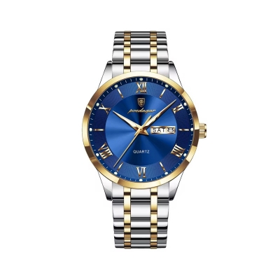 Picture of Poedagar 978 Watch For Men-Silver Gold Blue
