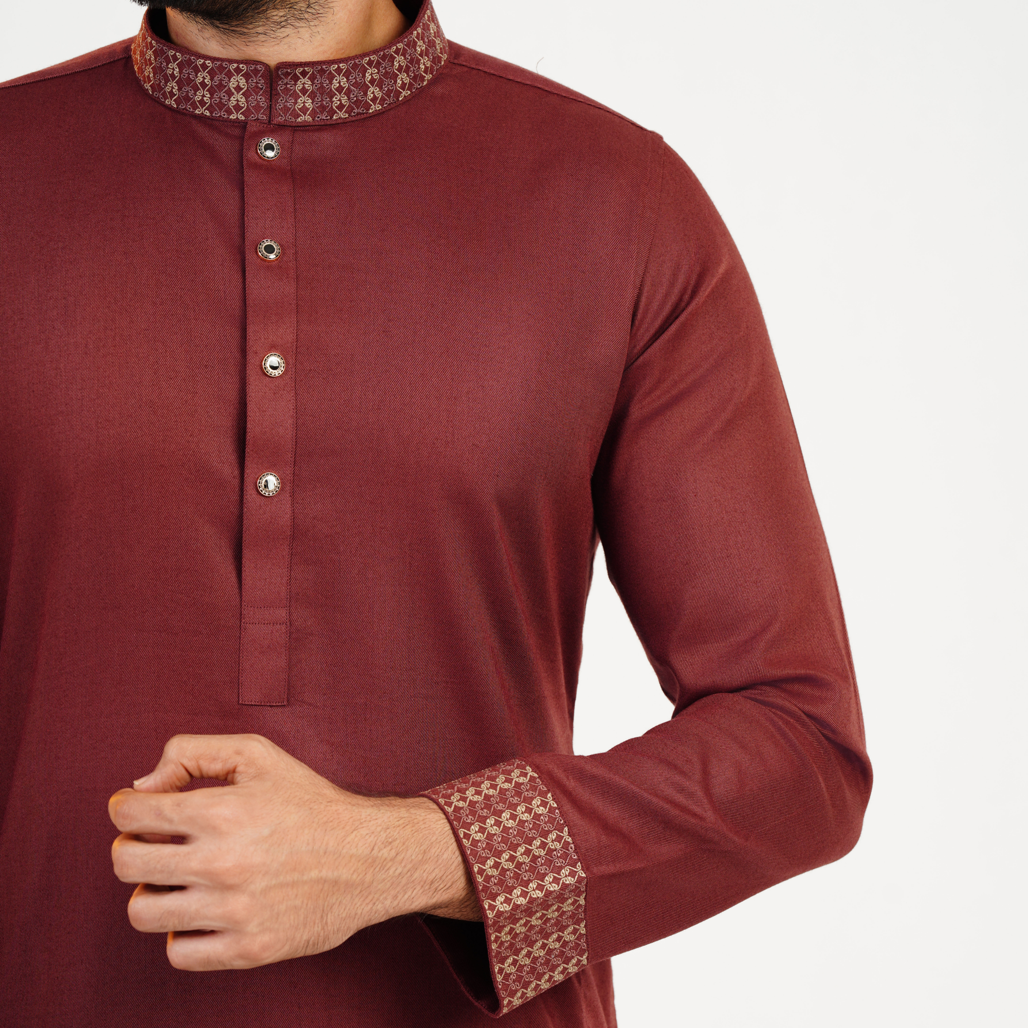 Picture of Maroon Cotton Flow Panjabi(Maroon)