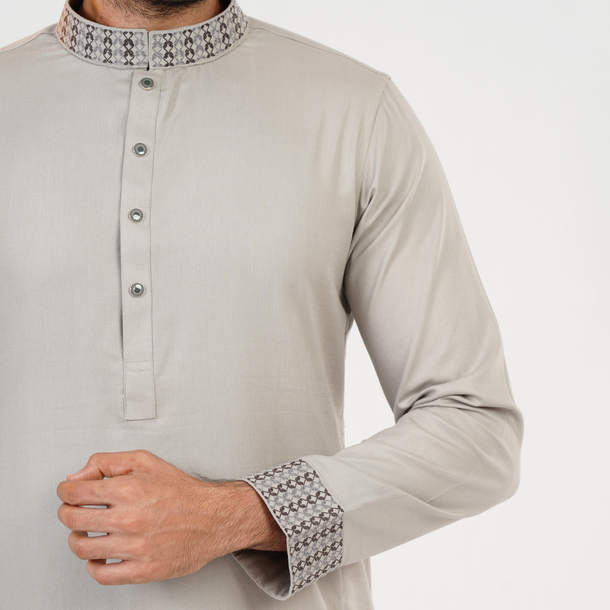 Picture of Light Grey Cotton Flow Panjabi(Light Grey)