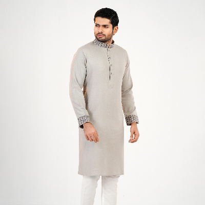 Picture of Light Grey Cotton Flow Panjabi(Light Grey)