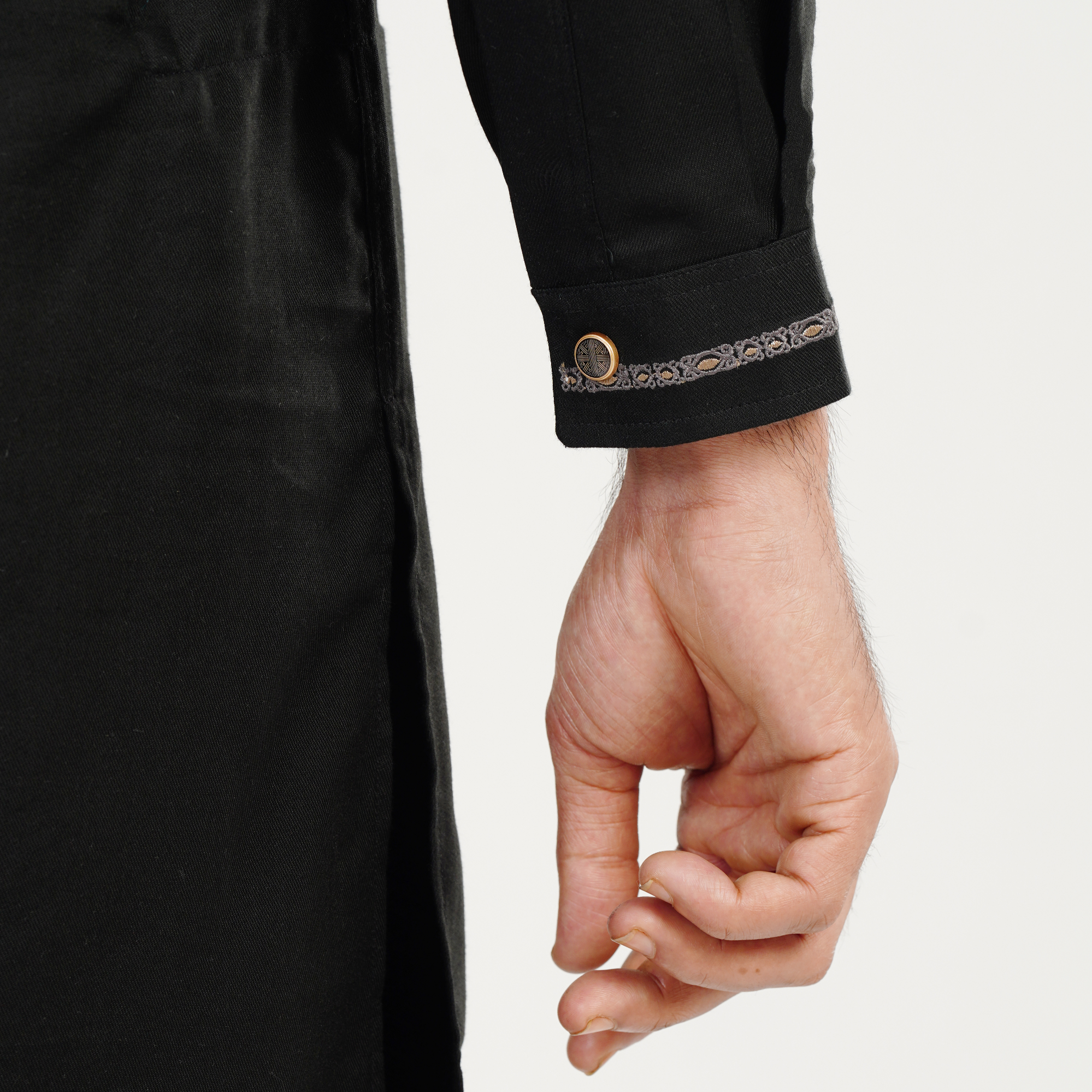 Picture of Black Cotton Flow Panjabi(Black)