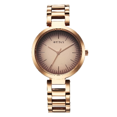 Picture of Titan Workwear Quartz Analog Beige Dial Rose Gold Stainless Steel Strap Watch for Women