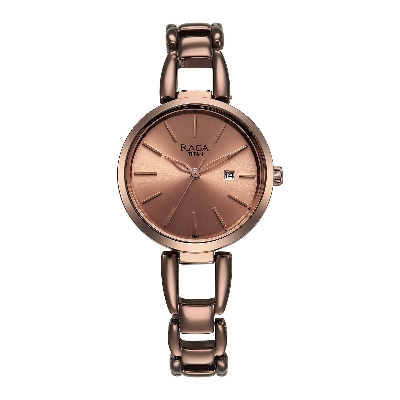 Picture of Titan Raga Viva Quartz Analog with Date Rose Gold Dial Brown Metal Strap Watch for Women