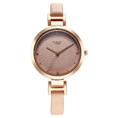 Picture of Titan Raga Memoirs Quartz Analog Pink Dial With Pink Color Leather Strap Watch For Women