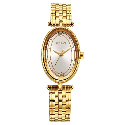 Picture of Titan Karishma Quartz Analog Silver Dial Golden Stainless Steel Strap Watch For Women