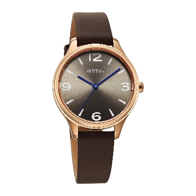 Picture of Titan Neo Quartz Analog Grey Dial Brown Leather Strap Watch For Women