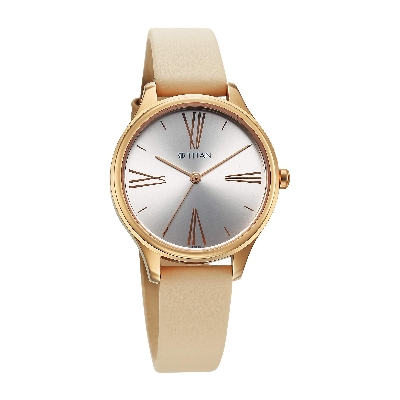 Picture of Titan Neo Quartz Analog Silver Dial Beige Leather Strap Watch For Women