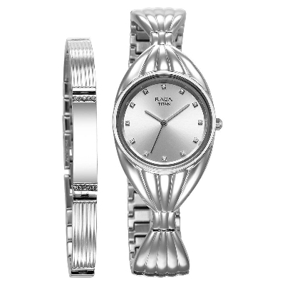 Picture of Titan Raga Memoirs Quartz Analog Silver Dial With Silver Metal Strap Watch For Women