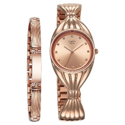 Picture of Titan Raga Memoirs Quartz Analog Rose Gold Dial With Rose Gold Metal Strap Watch For Women