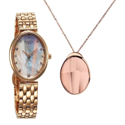 Picture of Titan Raga Memoirs Quartz Analog Mother Of Pearl Dial With Rose Gold Metal Strap Watch For Women