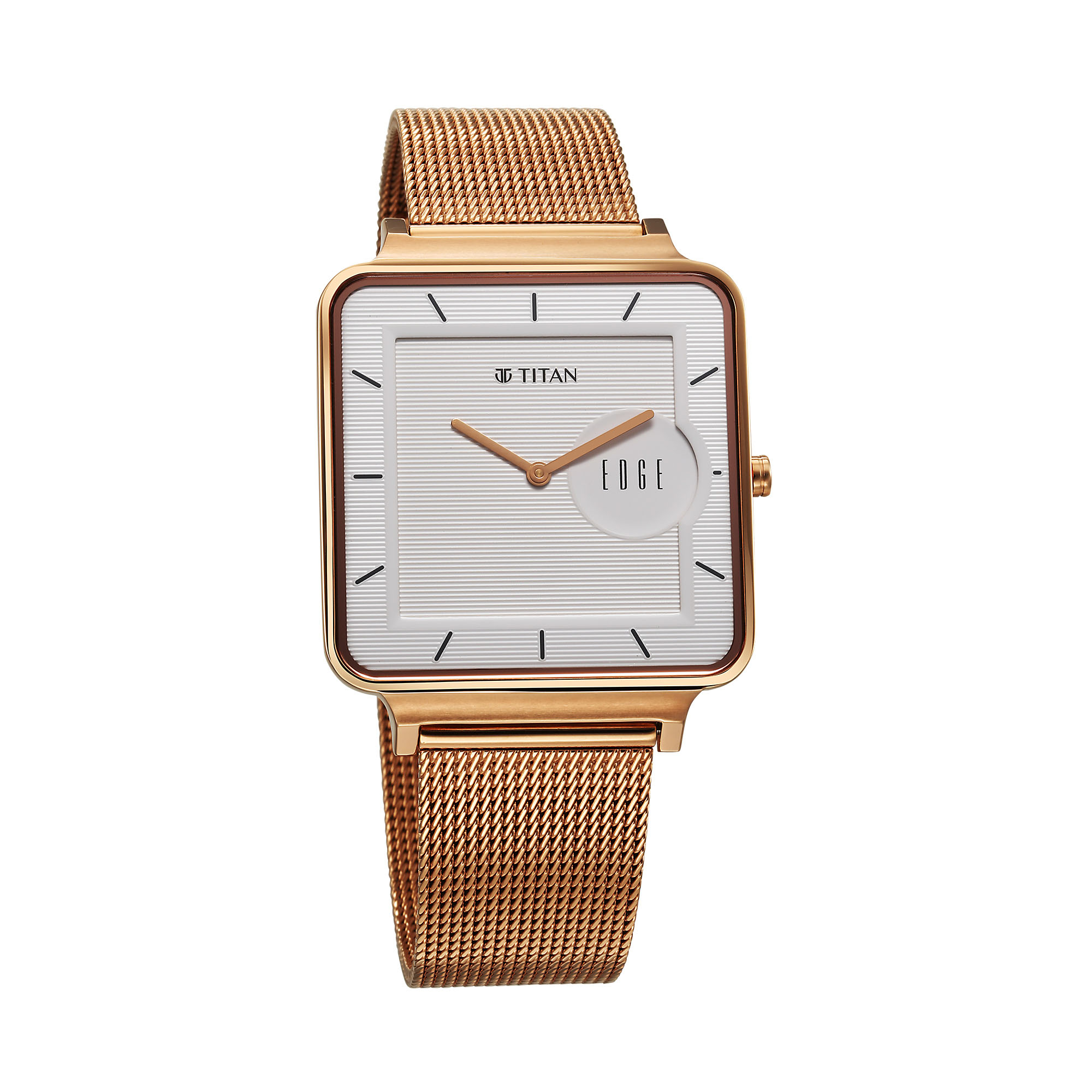 Picture of Titan Edge Quad Quartz Analog White Dial With Rose Gold Stainless Steel Strap Watch For Men