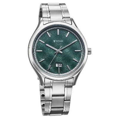 Picture of Titan Palette Of Time Quartz Analog with Date Green Dial Stainless Steel Strap Watch For Men