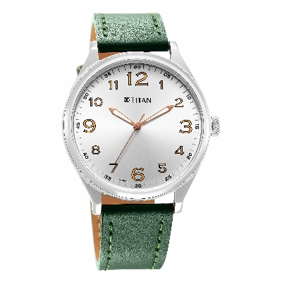 Picture of Urban Silver White Dial Leather Strap Watch