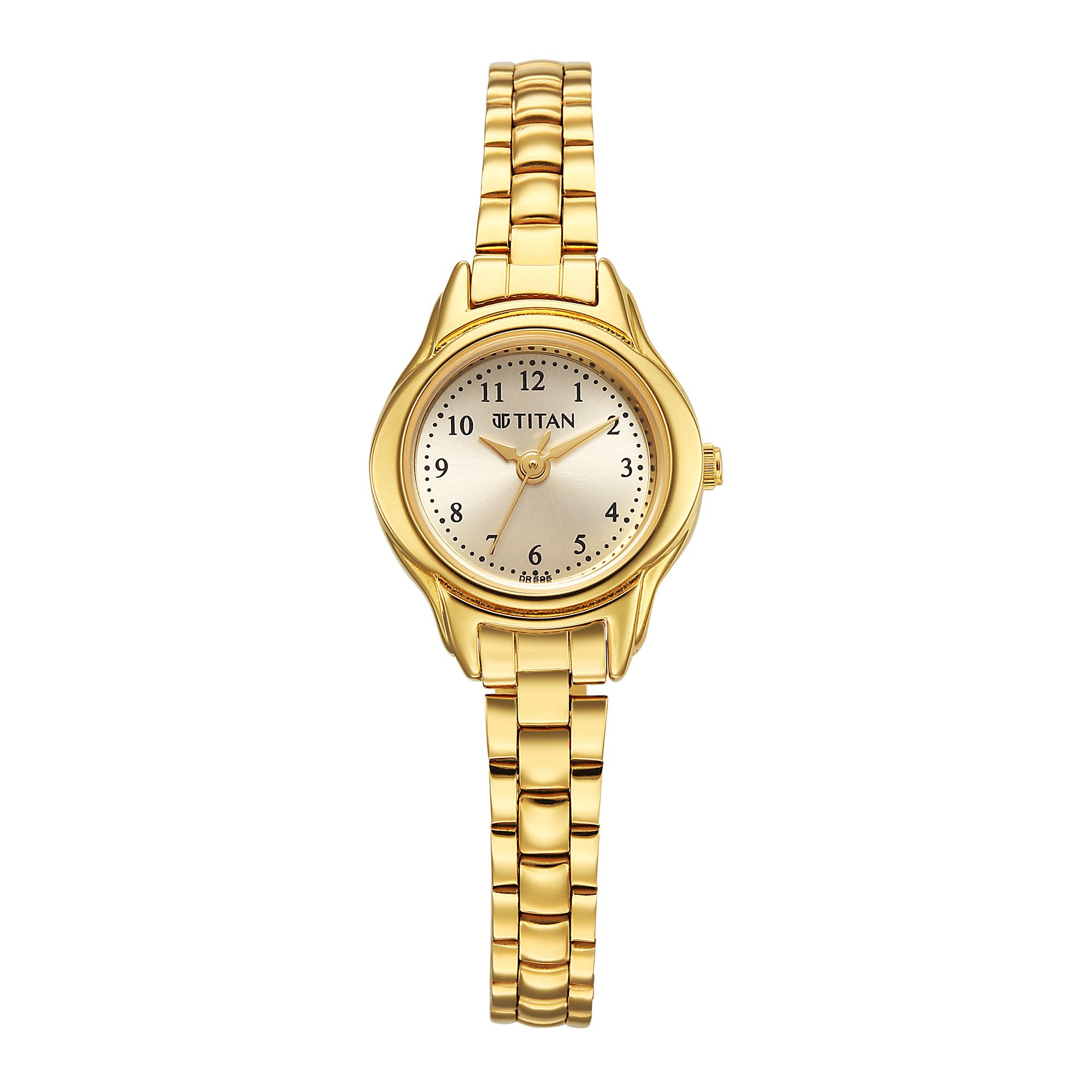 Picture of Titan Women's Watch Analog Beige Dial With Gold Stainless Steel Band