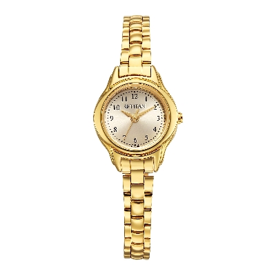 Picture of Titan Women's Watch Analog Beige Dial With Gold Stainless Steel Band
