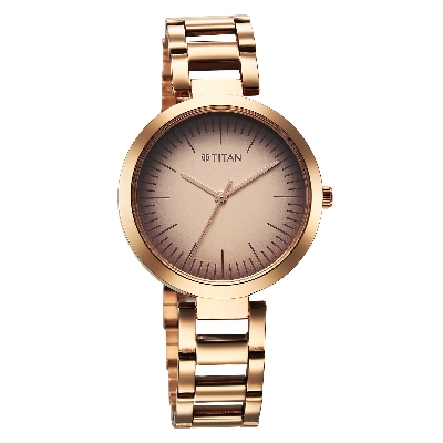 Picture of Titan Workwear Quartz Analog Beige Dial Rose Gold Stainless Steel Strap Watch for Women