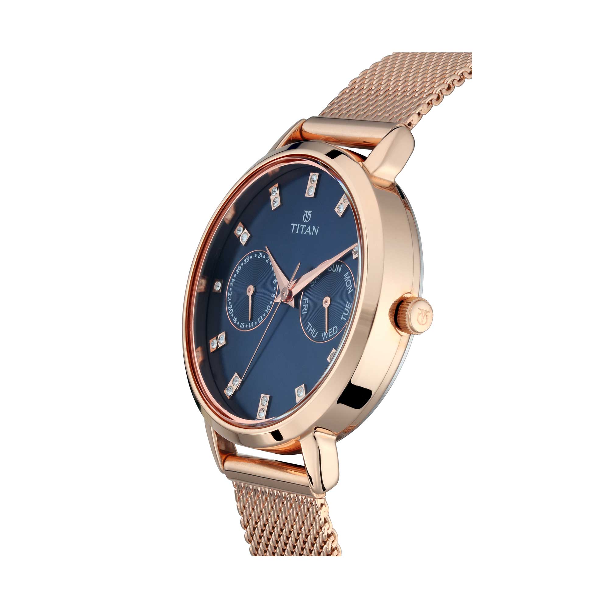 Picture of Titan Sparkle Blue Dial Analog Multi Function Watch for Women