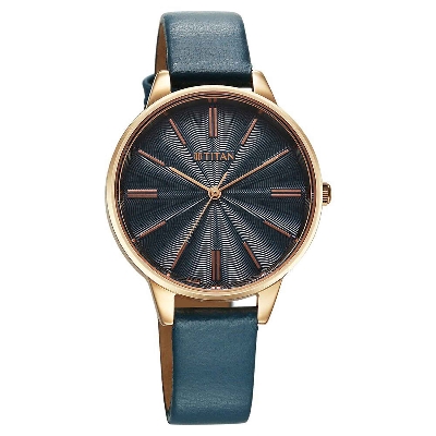 Picture of Titan Neo Quartz Analog Blue Dial Leather Strap Watch For Women