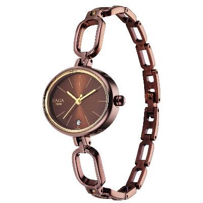 Picture of Raga Viva Brown Dial Brown Brass Strap Watch