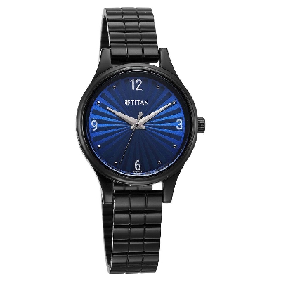 Picture of Titan Karishma Quartz Analog Blue Dial Black Stainless Steel Strap Watch For Women