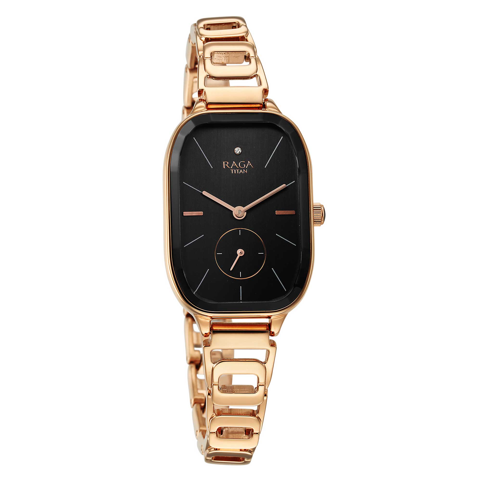 Picture of Titan Raga Chic Quartz Analog Black Dial Rose Gold Metal Strap Watch for Women