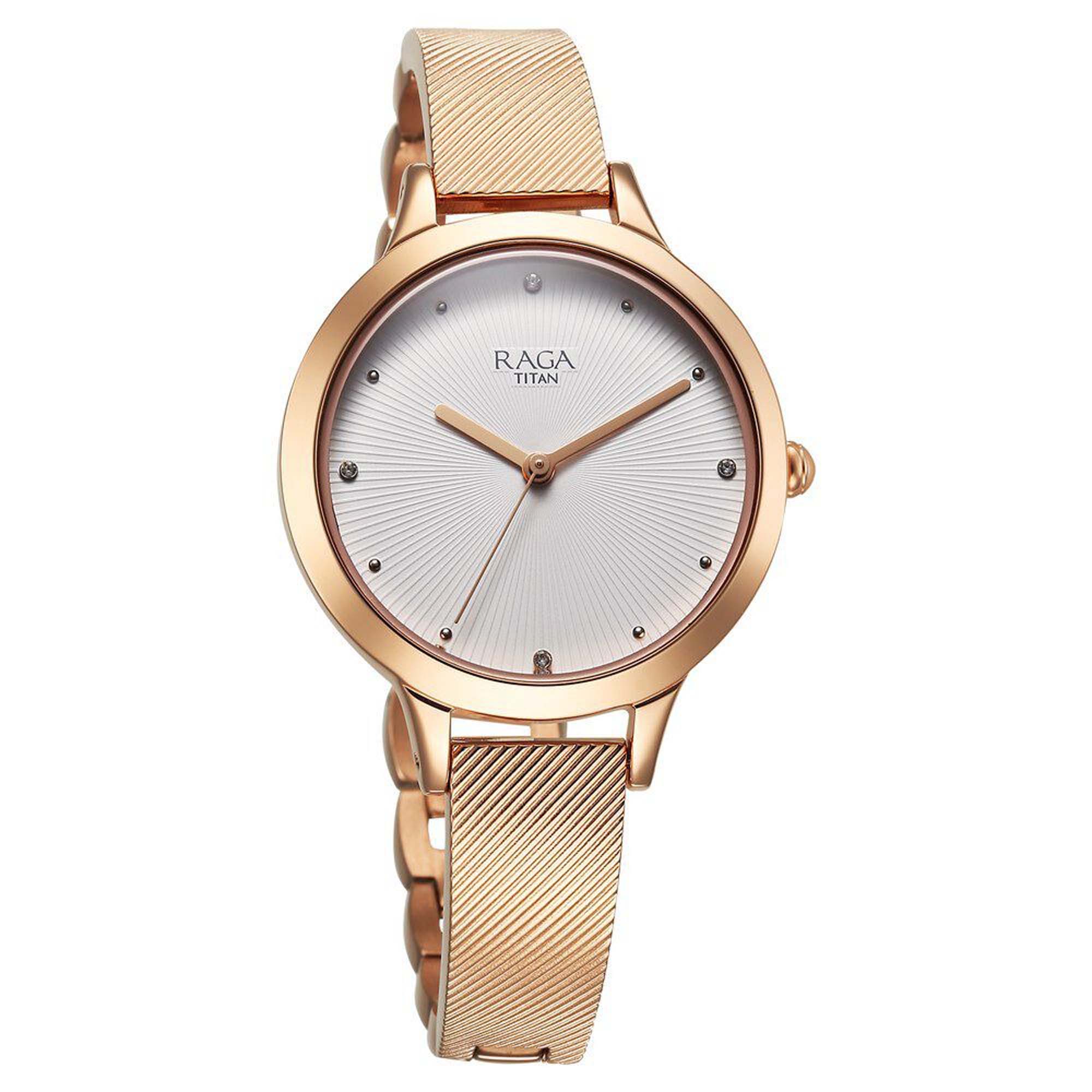Picture of Titan Raga Memoirs Quartz Analog White Dial With Rose Gold Color Metal Strap Watch For Women