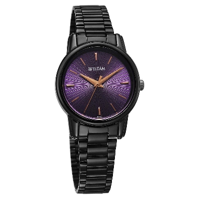 Picture of Titan Karishma Quartz Analog Purple Dial Black Stainless Steel Strap Watch For Women