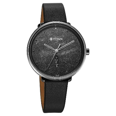 Picture of Titan Neo Quartz Analog with Day and Date Black Dial Leather Strap Watch For Women
