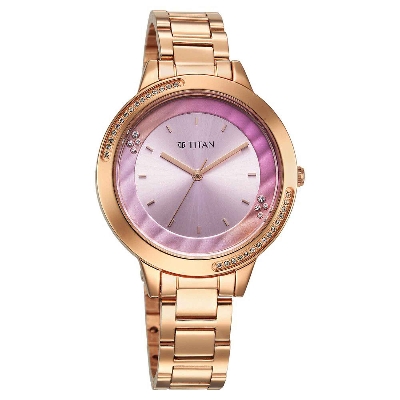 Picture of Titan Razzle Dazzle Quartz Analog Pink Dial Stainless Steel Strap Watch For Women