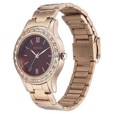 Picture of Blush It Up with Maroon Dial Stainless Steel Strap Watch