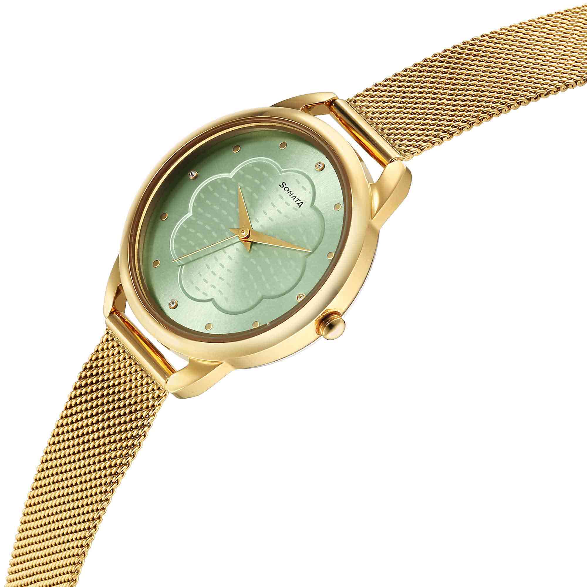 Picture of Sonata Wedding Quartz Analog Rose Gold Dial Stainless Steel Strap Watch for Women