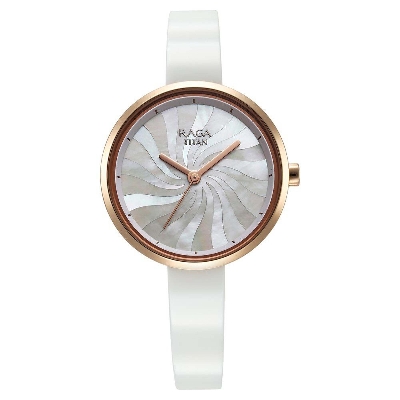 Picture of Titan Raga Memoirs Quartz Analog Mother Of Pearl Dial With White Ceramic Strap Watch For Women