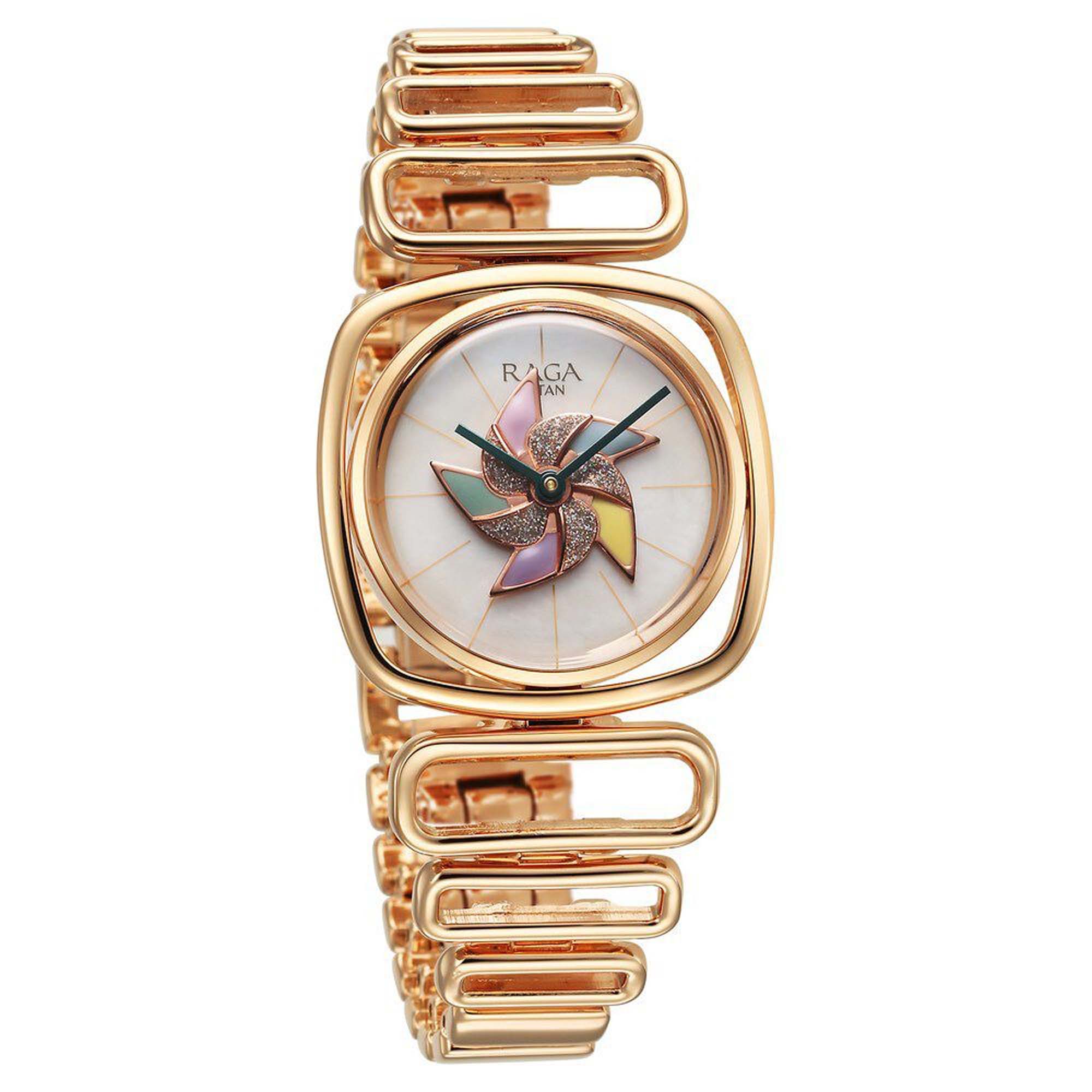 Picture of Titan Raga Memoirs Quartz Analog Mother of Pearl Dial With Rose Gold Color Metal Strap Watch For Women