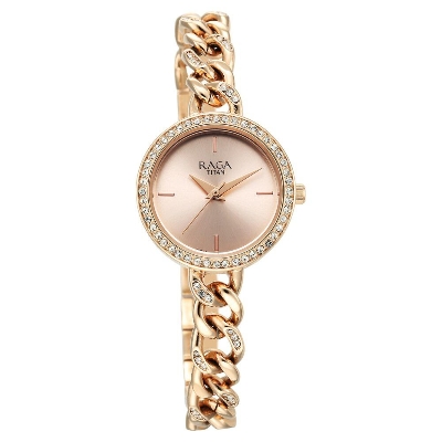 Picture of Titan Raga Showstopper Quartz Analog Rose Gold Round Dial Rose Gold Metal Strap Watch For Women