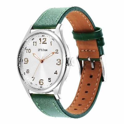 Picture of Urban Silver White Dial Leather Strap Watch