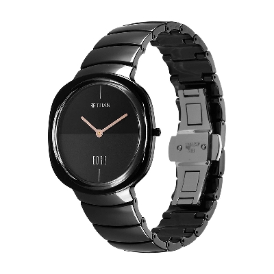 Picture of Edge Squircle Black Dial Ceramic Strap Watch