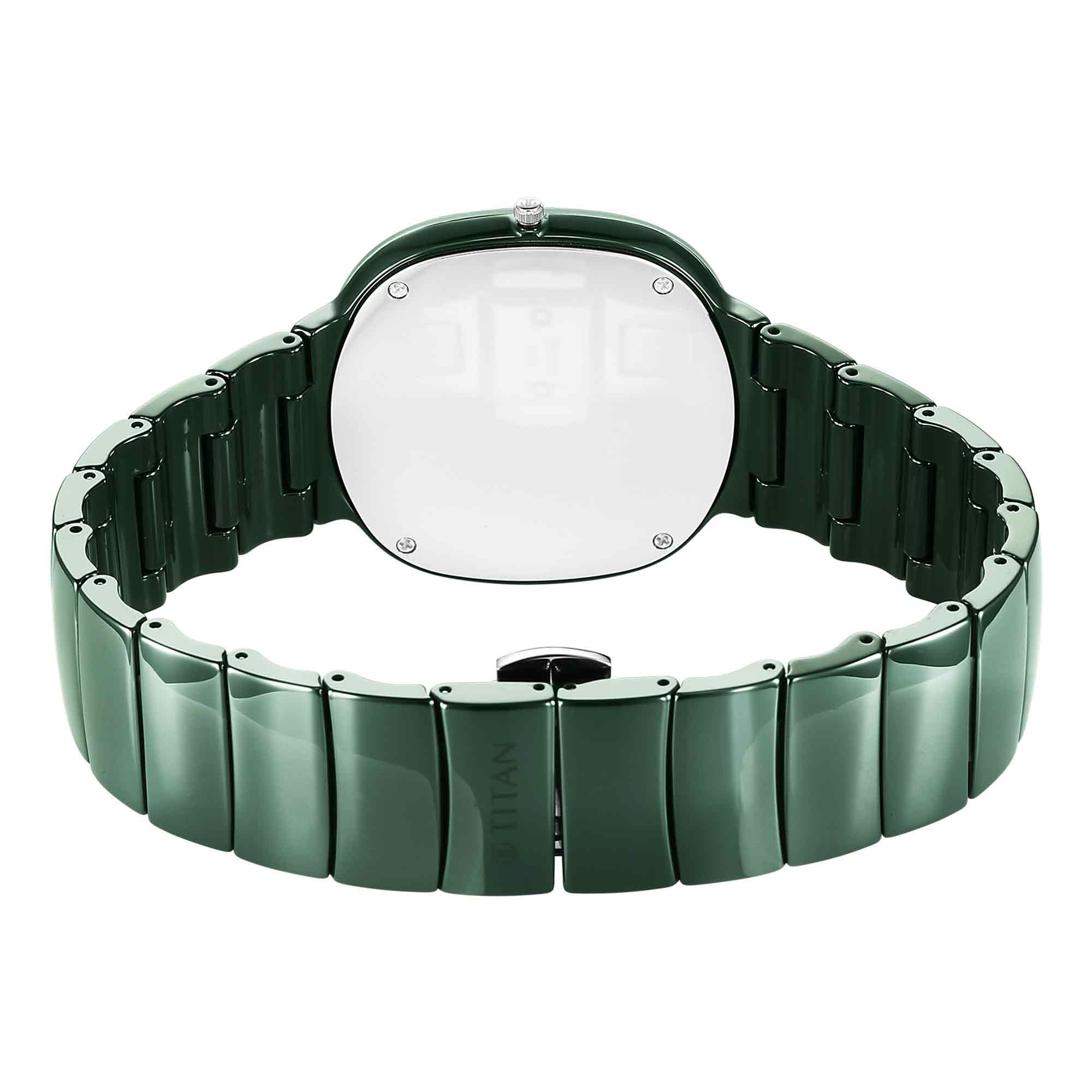 Picture of Titan Squircle Camo Quartz Analog Green Dial Ceramic Strap Watch For Unisex