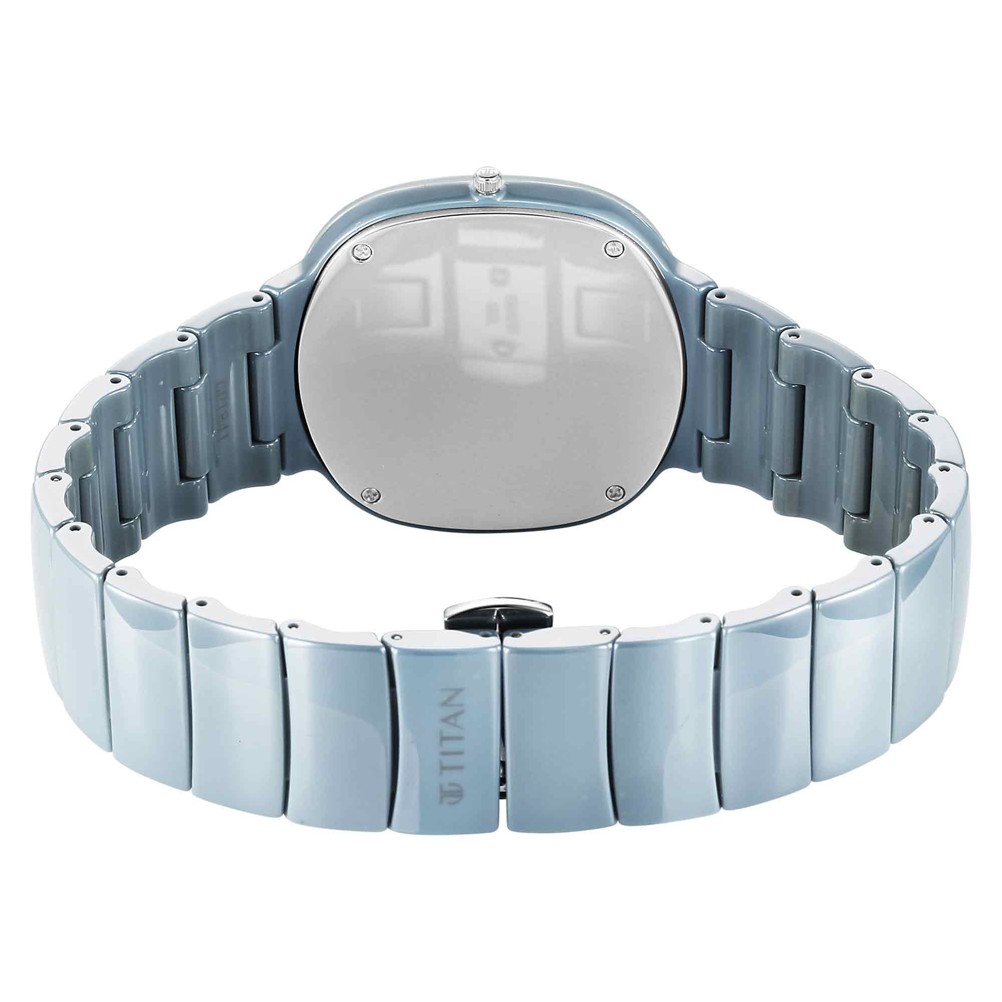 Picture of Titan Squircle Camo Quartz Analog Blue Dial Ceramic Strap Watch For Unisex