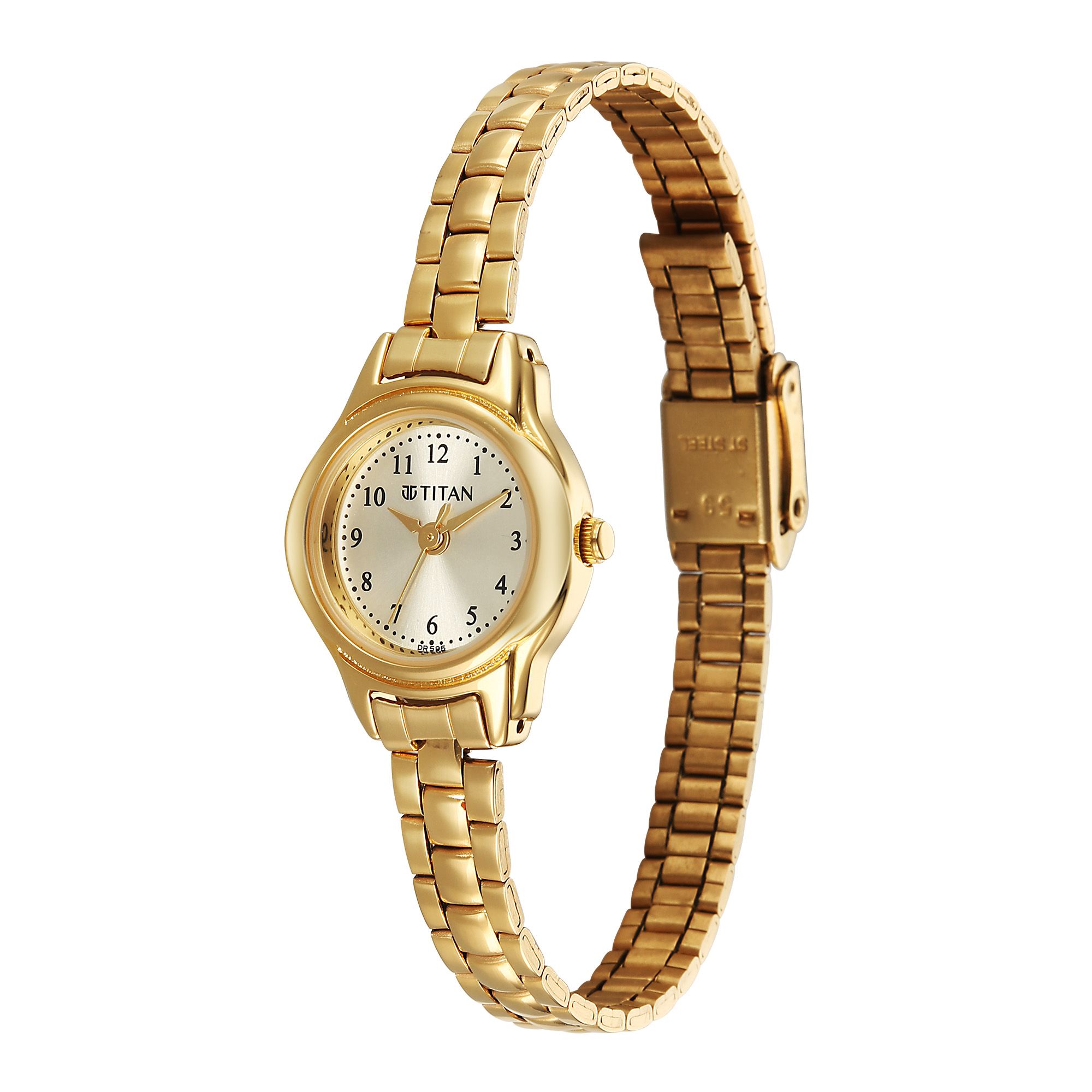 Picture of Titan Women's Watch Analog Beige Dial With Gold Stainless Steel Band