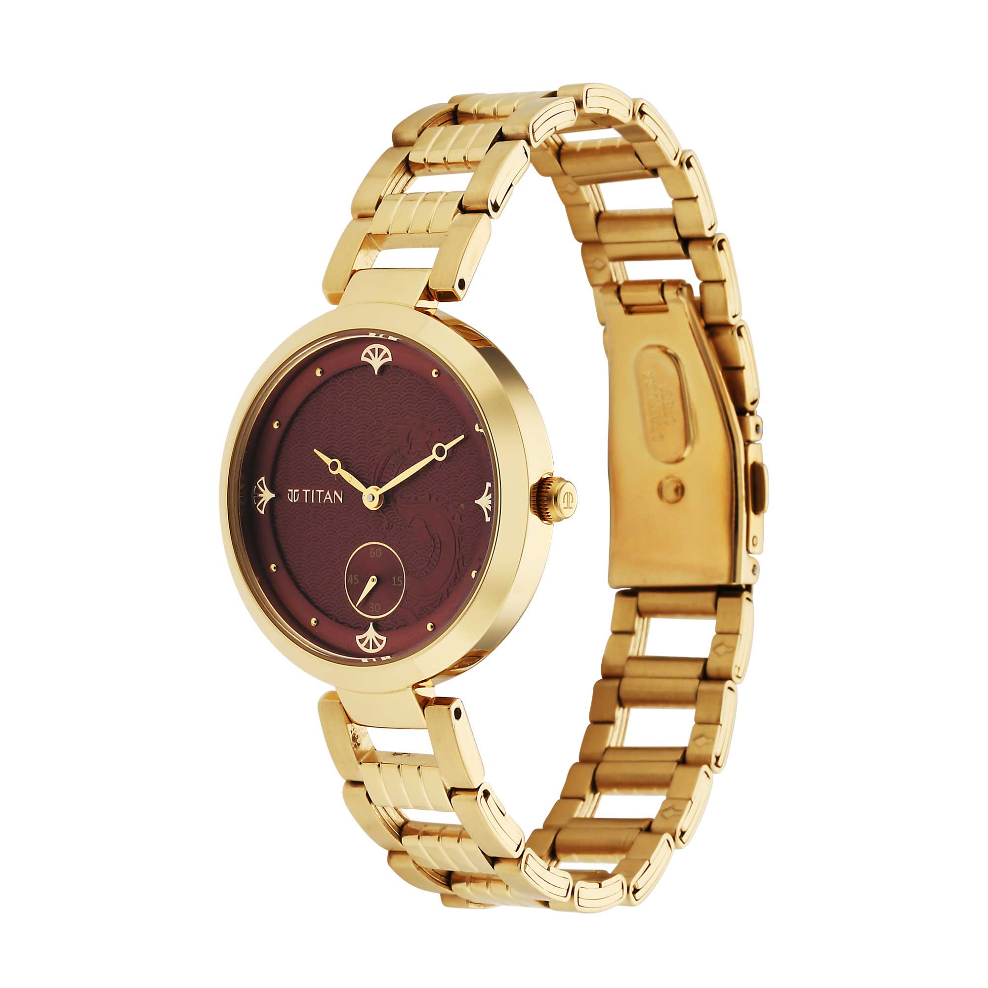 Picture of Titan Red Dial Metal Strap Watch for Women