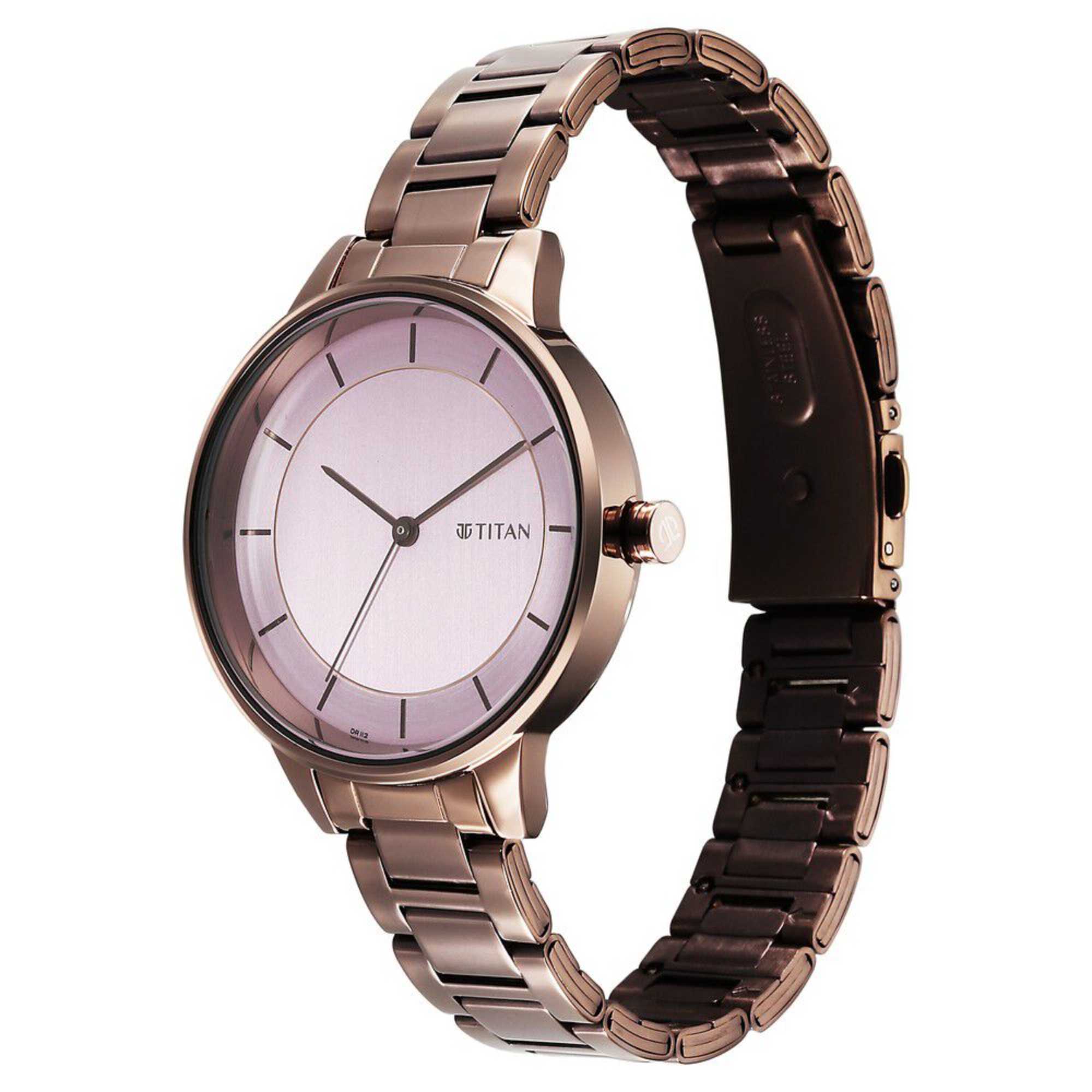 Picture of Titan Razzle Dazzle Quartz Analog Pink Dial Brown Stainless Steel Strap Watch For Women