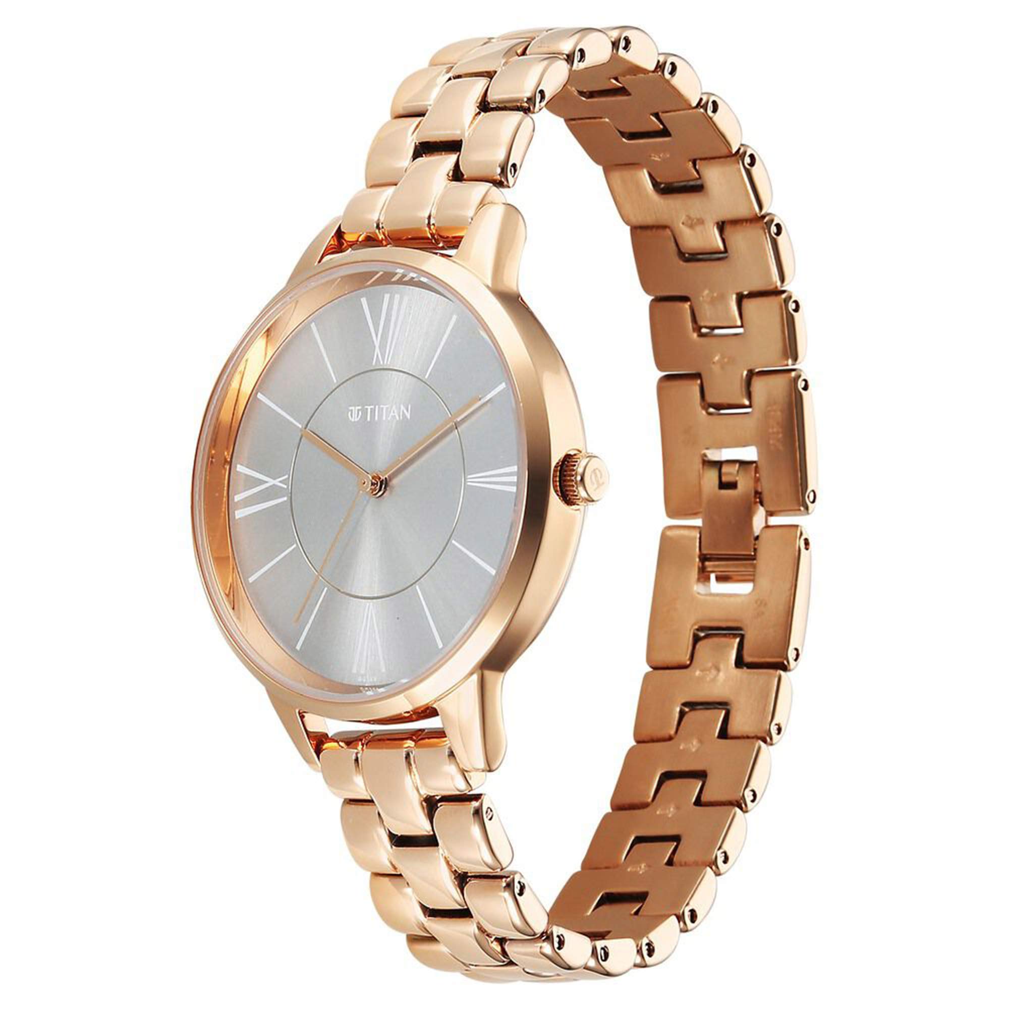 Picture of Titan Neo Quartz Analog Grey Dial Rose Gold Metal Strap Watch For Women
