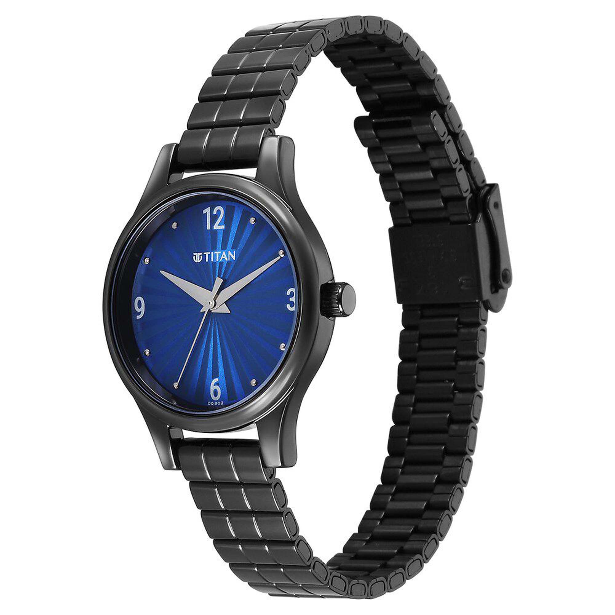 Picture of Titan Karishma Quartz Analog Blue Dial Black Stainless Steel Strap Watch For Women